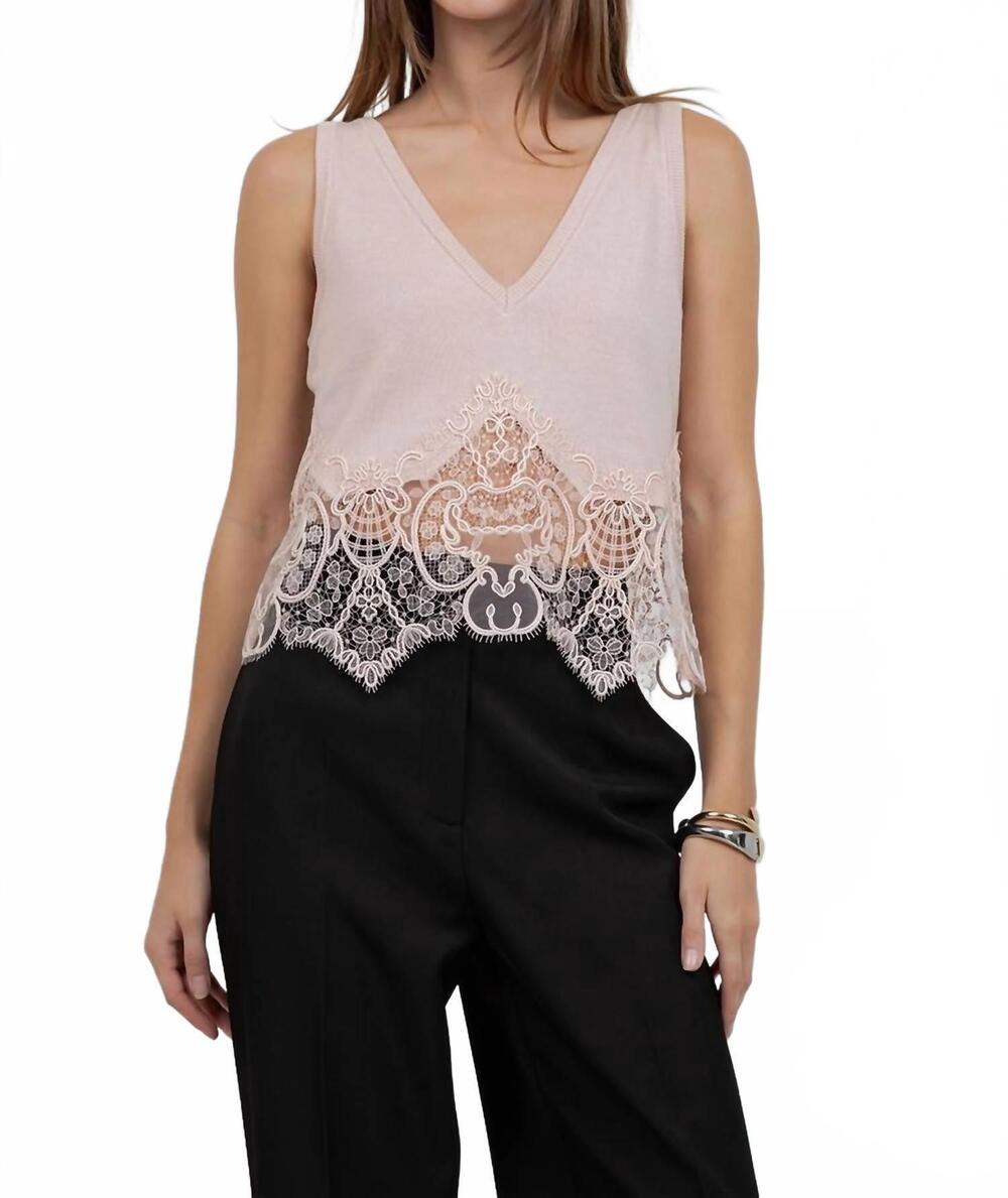 NEW WHITEROOM+CACTUS knitted sweater with lace edge detailing in baby peach